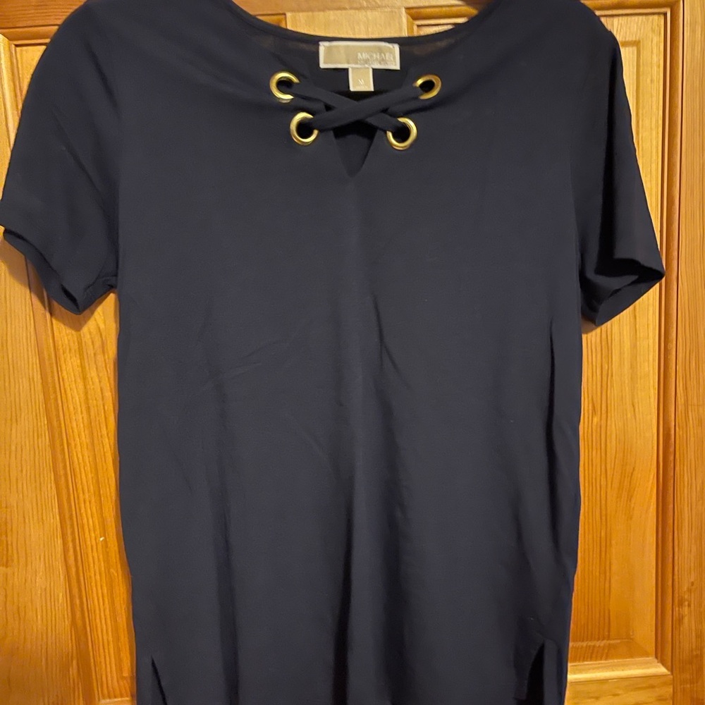 Michael Kors womens navy blue short sleeve top